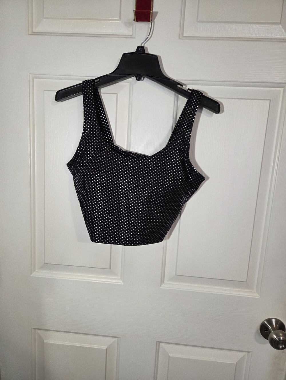 Zyia Active Sports Bra L Black Silver Polka Dots